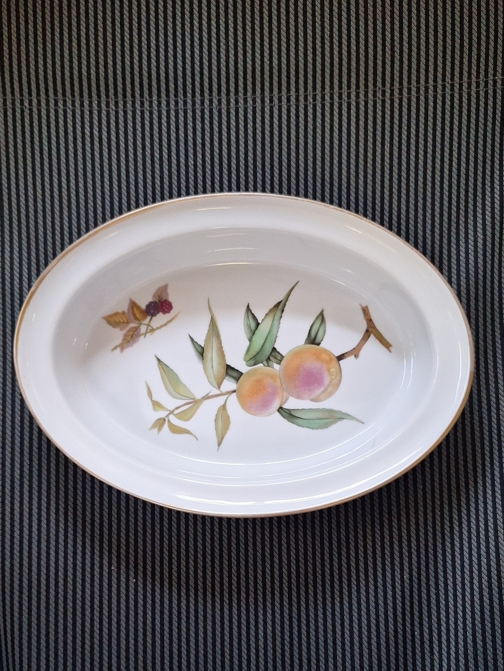 Vintage Royal Worcester Evesham Gold Oval Fruit Pattern Platter 1961